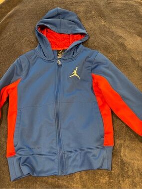 Jordan Boys' Blue & Inferno Red Full-Zip Hoodie size Small (8-10)